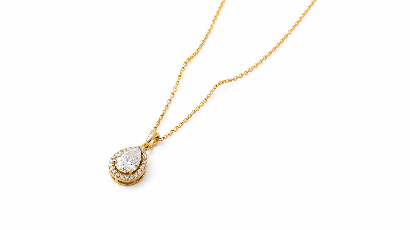 The Elara Teardrop Pendant on white background